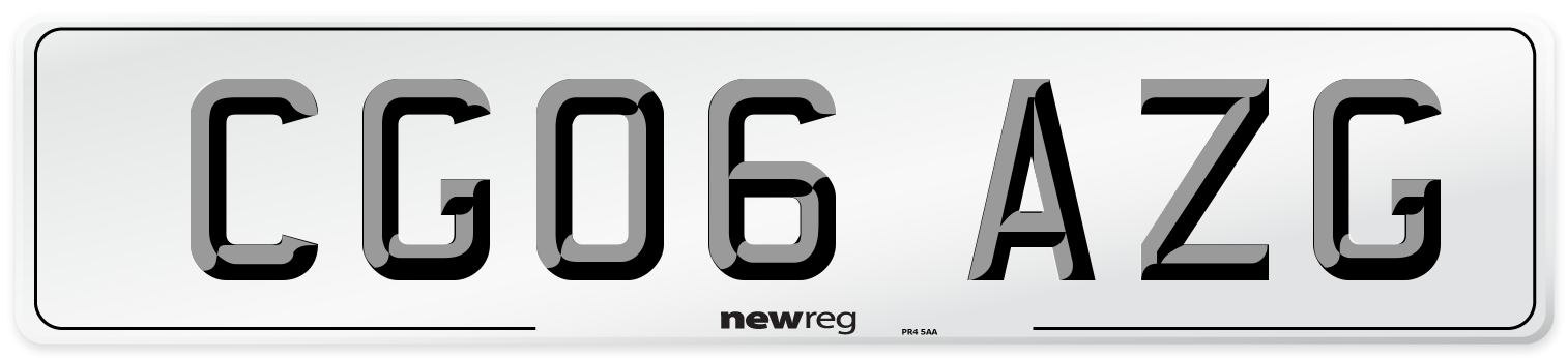 CG06 AZG Front Number Plate