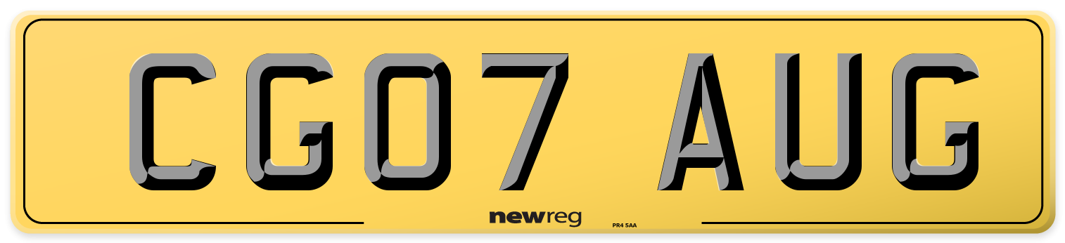 CG07 AUG Rear Number Plate