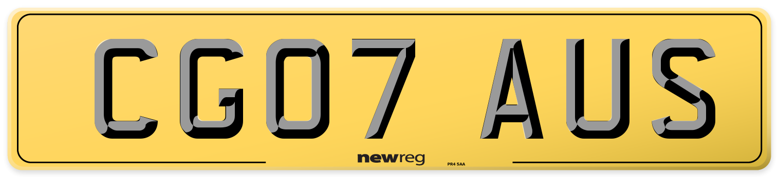 CG07 AUS Rear Number Plate