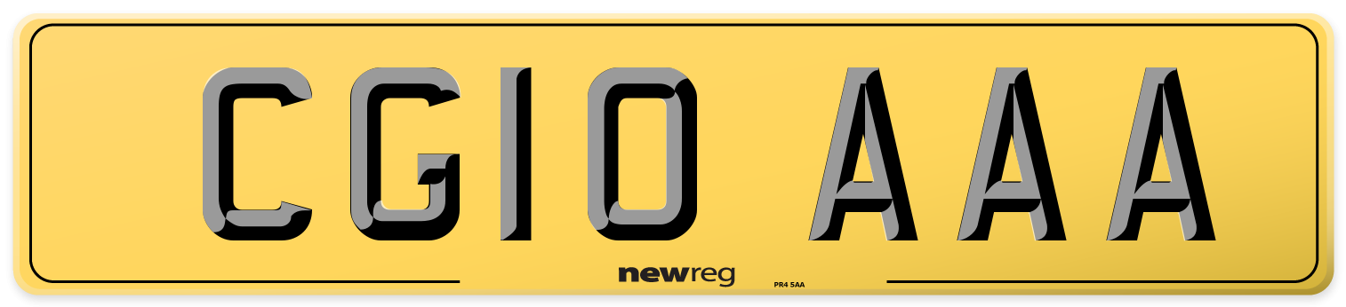 CG10 AAA Rear Number Plate