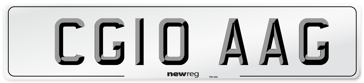 CG10 AAG Front Number Plate
