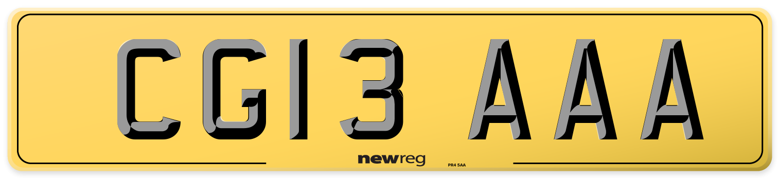 CG13 AAA Rear Number Plate