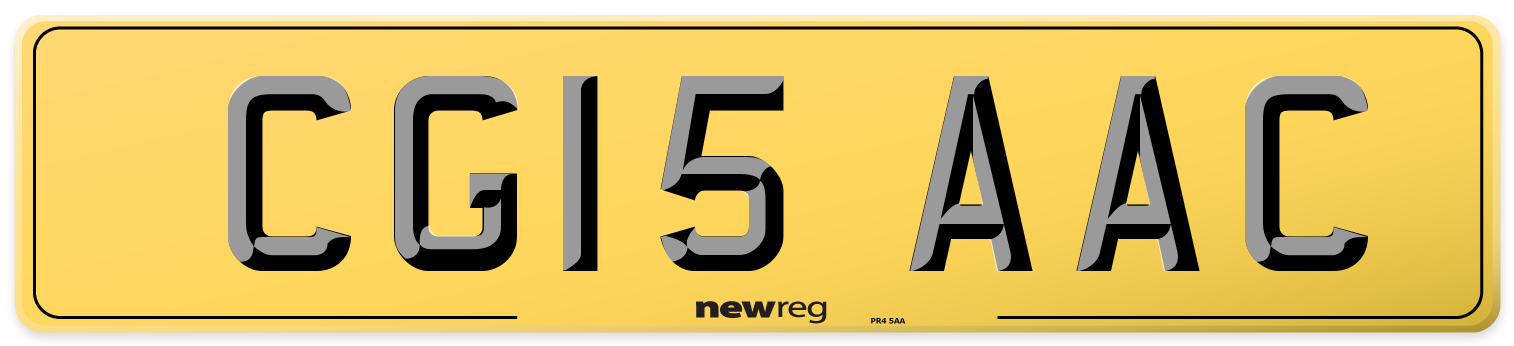 CG15 AAC Rear Number Plate