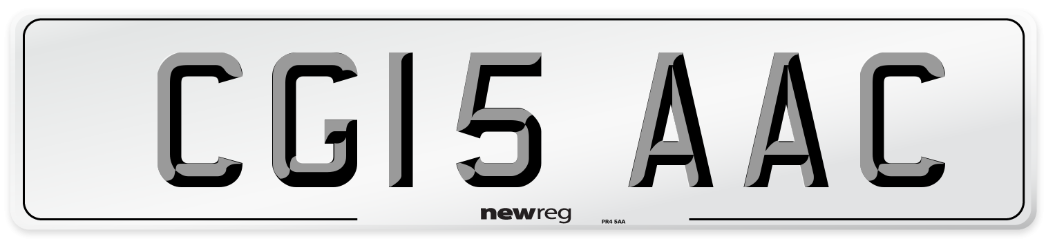 CG15 AAC Front Number Plate