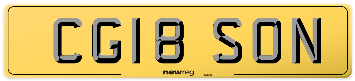 CG18 SON Rear Number Plate