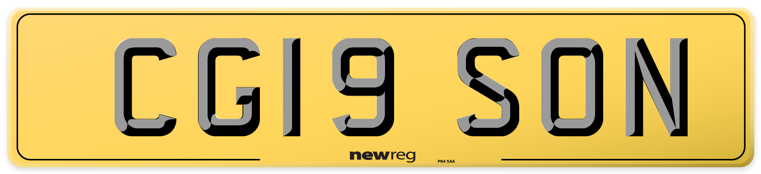 CG19 SON Rear Number Plate