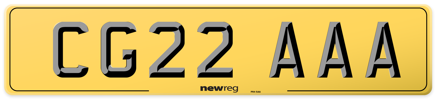 CG22 AAA Rear Number Plate