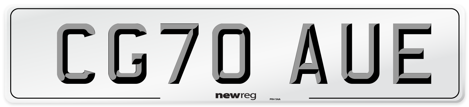 CG70 AUE Front Number Plate