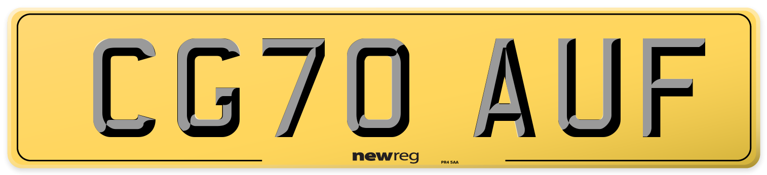 CG70 AUF Rear Number Plate