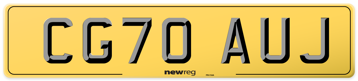 CG70 AUJ Rear Number Plate