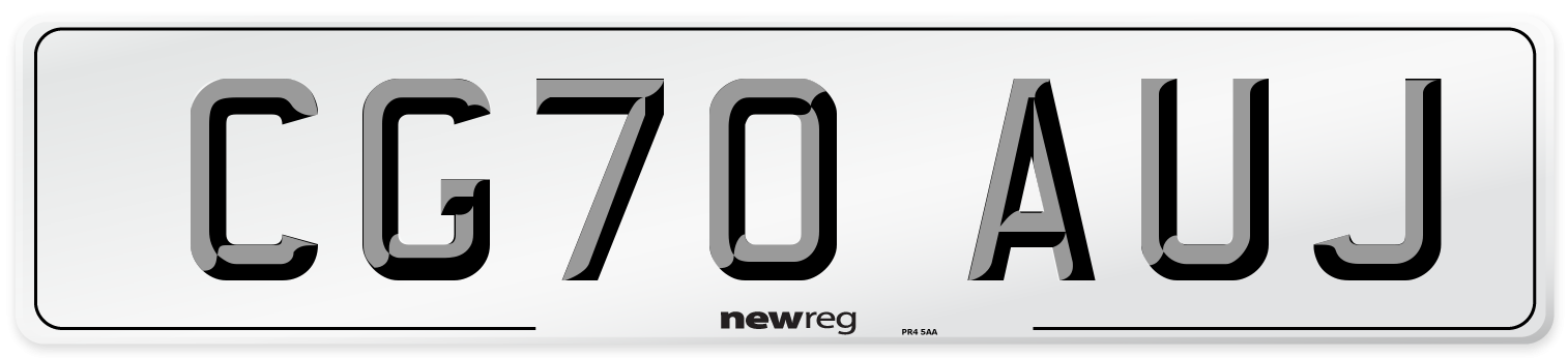 CG70 AUJ Front Number Plate