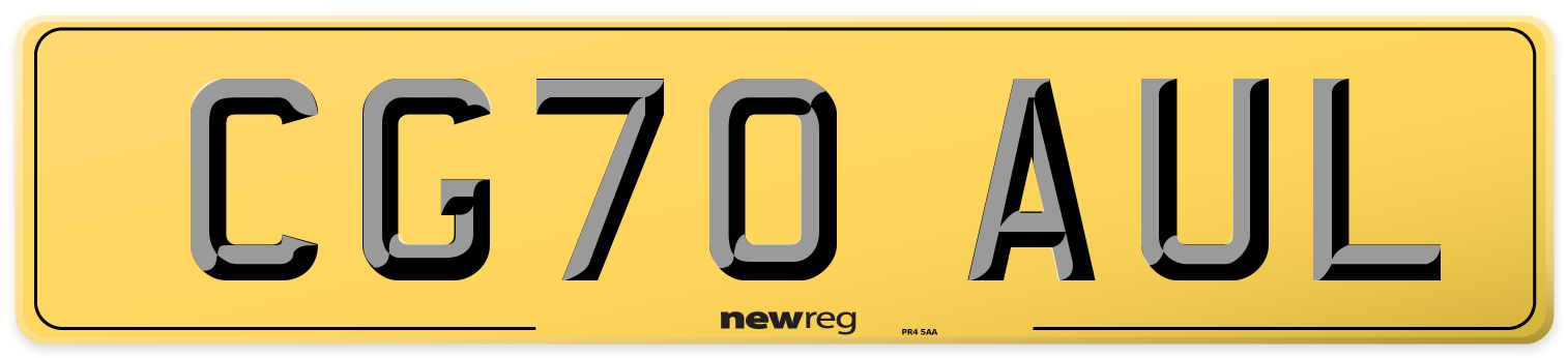 CG70 AUL Rear Number Plate