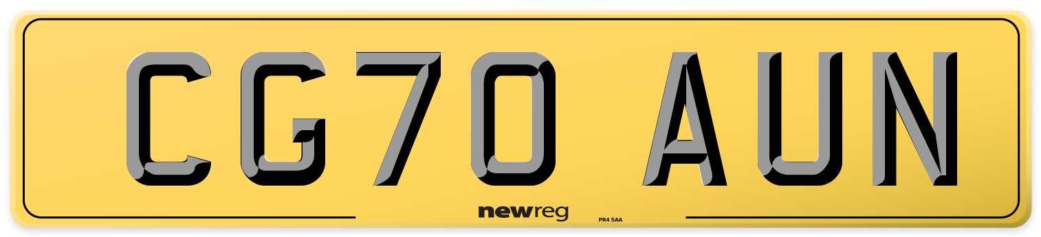 CG70 AUN Rear Number Plate