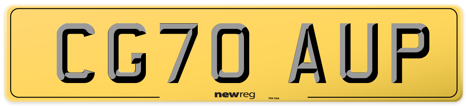 CG70 AUP Rear Number Plate