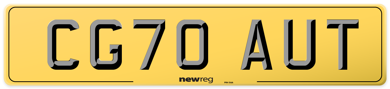 CG70 AUT Rear Number Plate