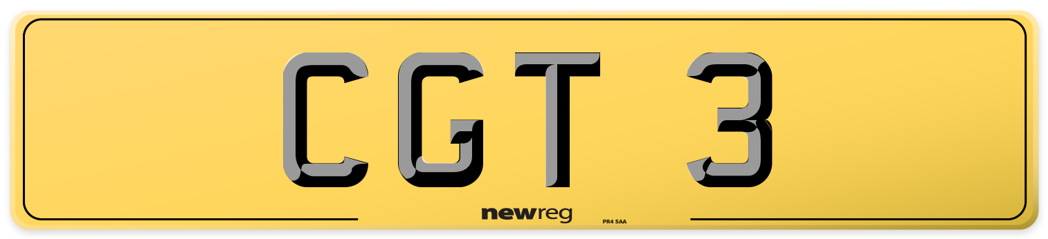 CGT 3 Rear Number Plate