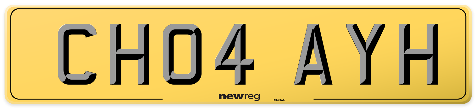 CH04 AYH Rear Number Plate