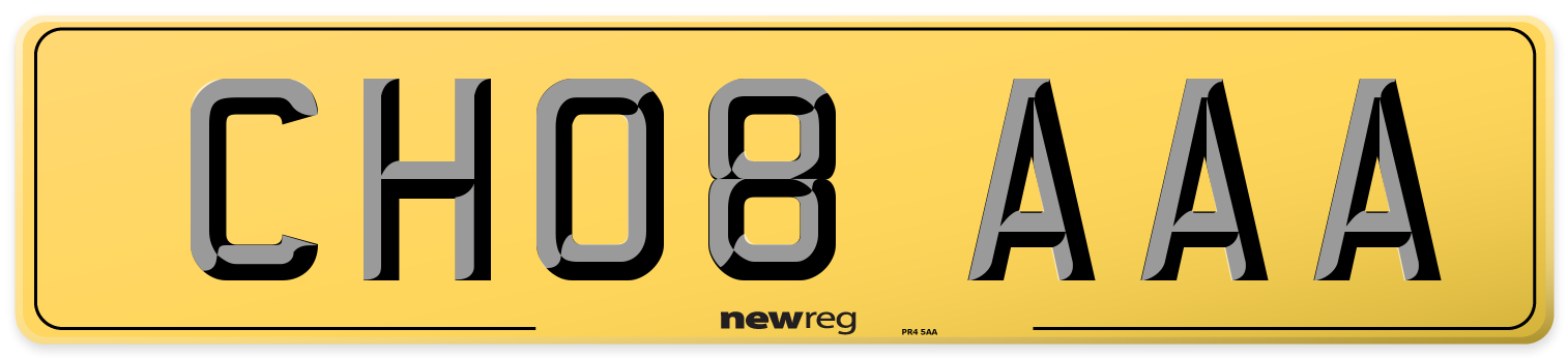 CH08 AAA Rear Number Plate