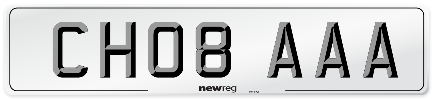 CH08 AAA Front Number Plate