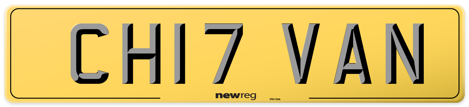 CH17 VAN Rear Number Plate