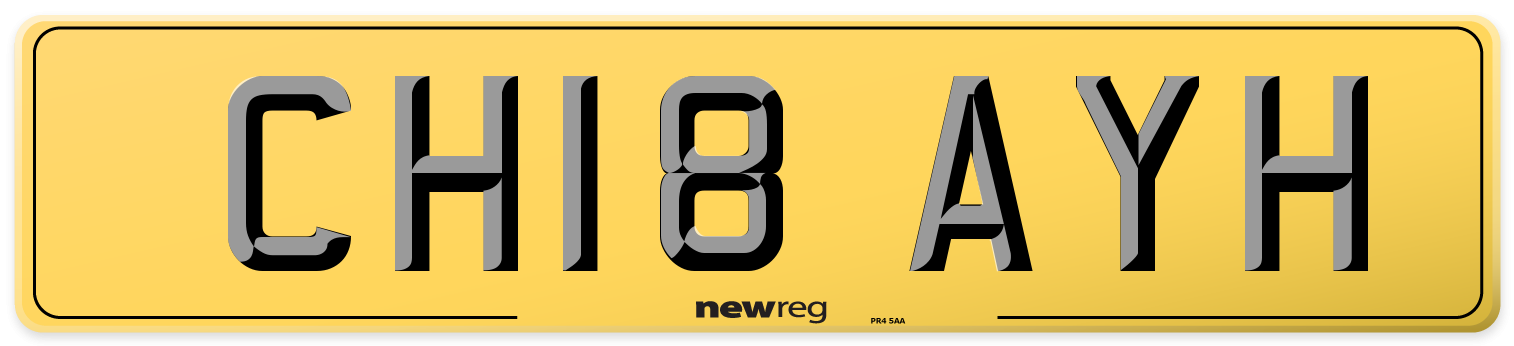 CH18 AYH Rear Number Plate