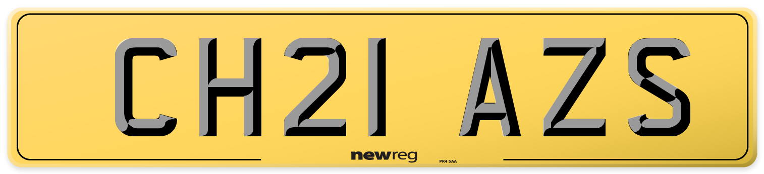 CH21 AZS Rear Number Plate