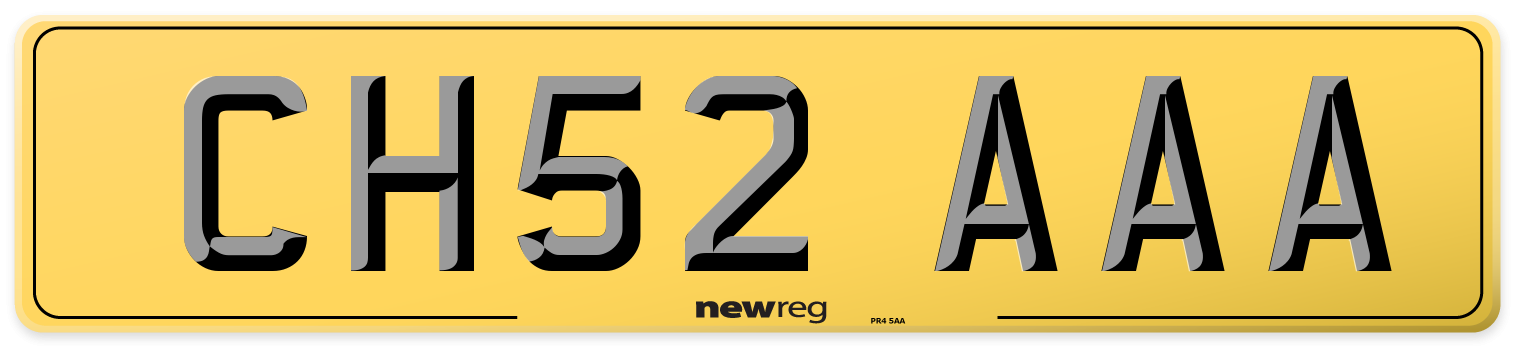 CH52 AAA Rear Number Plate