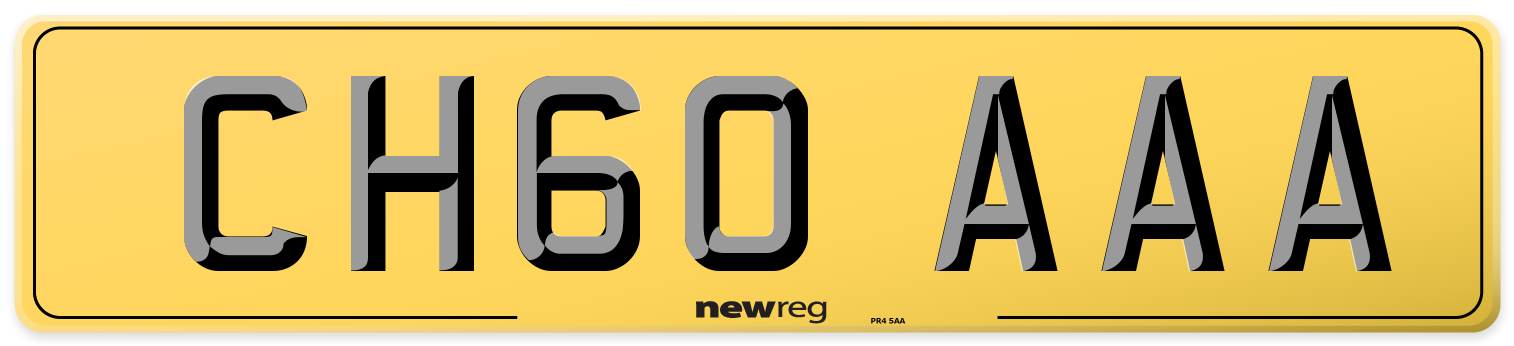 CH60 AAA Rear Number Plate