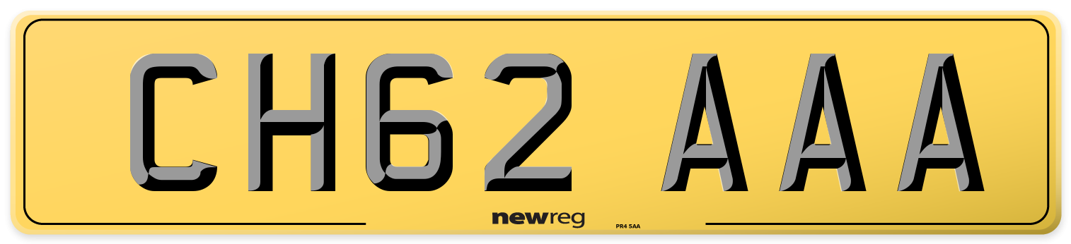 CH62 AAA Rear Number Plate
