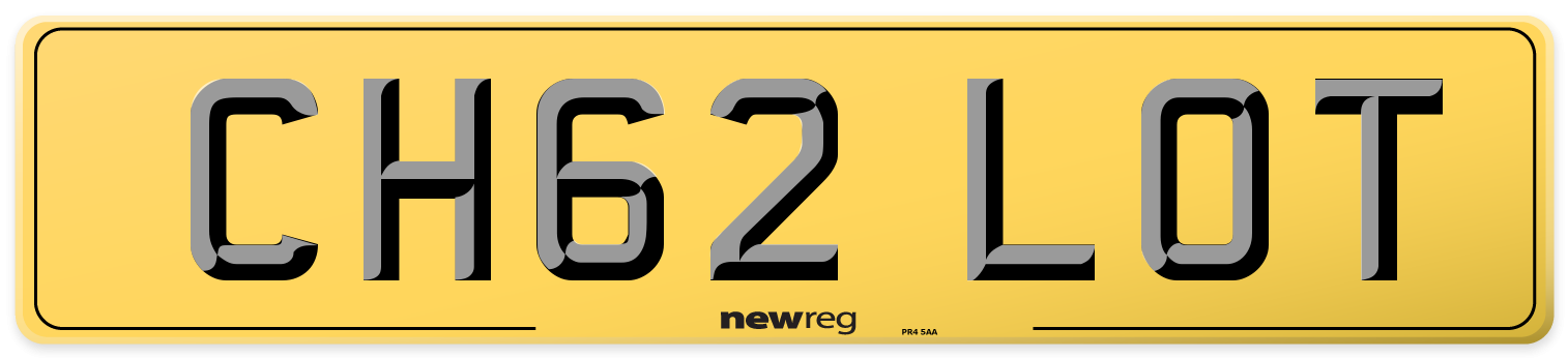 CH62 LOT Rear Number Plate