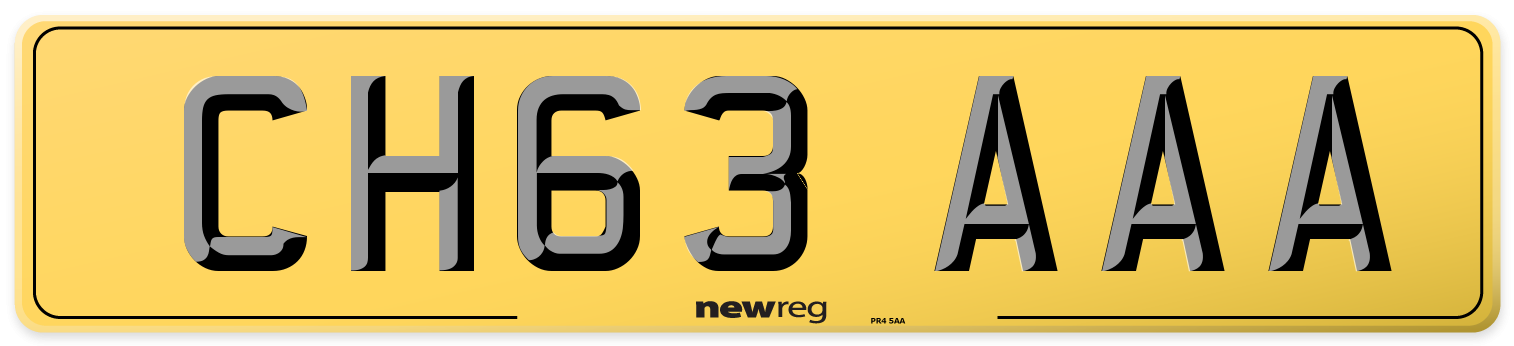 CH63 AAA Rear Number Plate