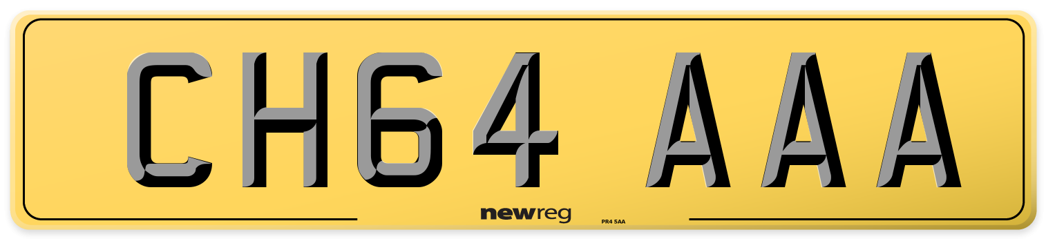 CH64 AAA Rear Number Plate