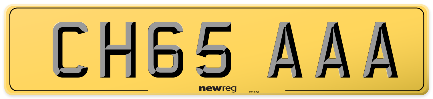 CH65 AAA Rear Number Plate