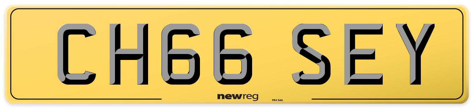 CH66 SEY Rear Number Plate
