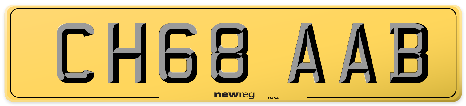 CH68 AAB Rear Number Plate