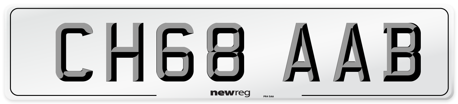 CH68 AAB Front Number Plate