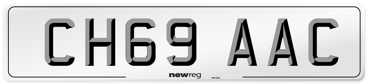 CH69 AAC Front Number Plate