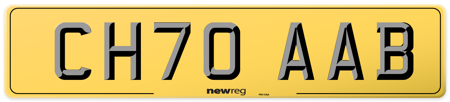 CH70 AAB Rear Number Plate