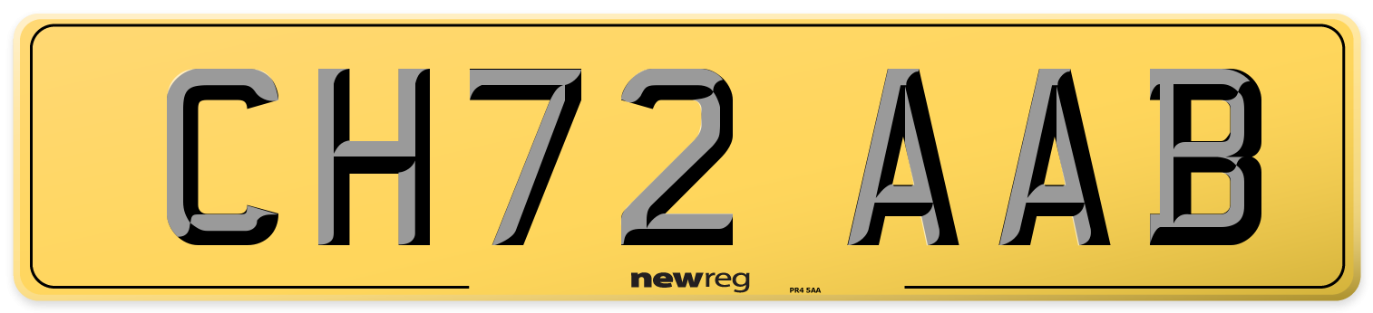 CH72 AAB Rear Number Plate