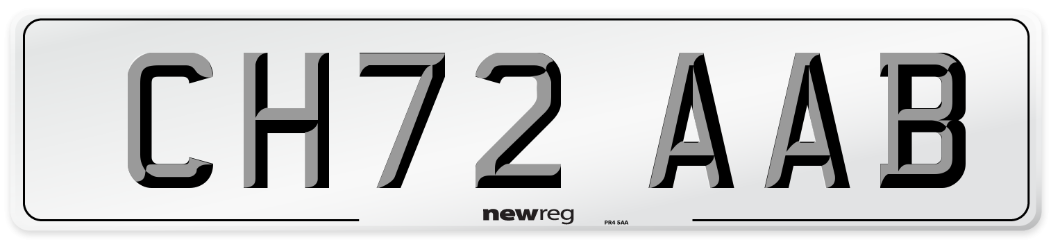 CH72 AAB Front Number Plate