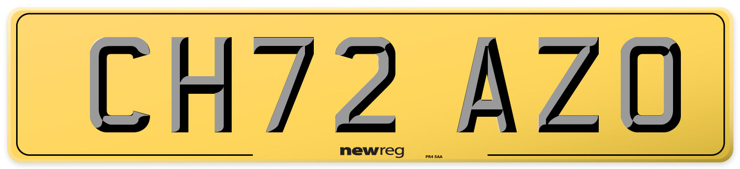 CH72 AZO Rear Number Plate