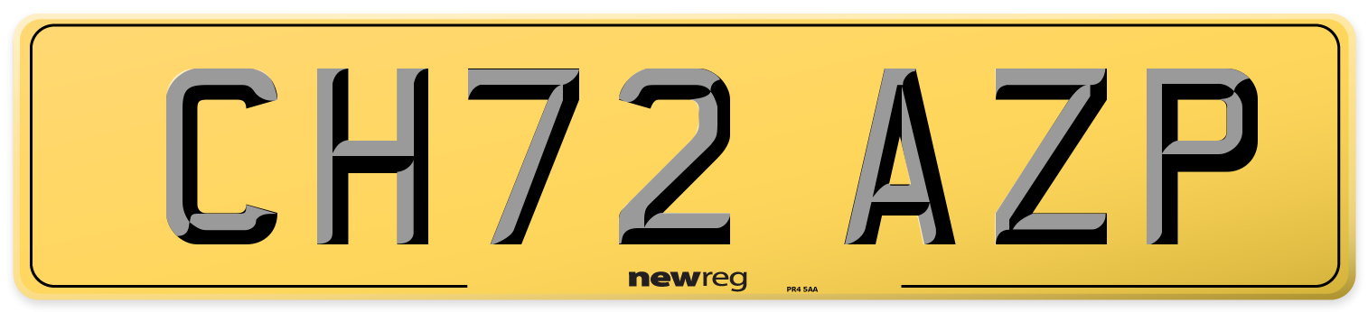 CH72 AZP Rear Number Plate