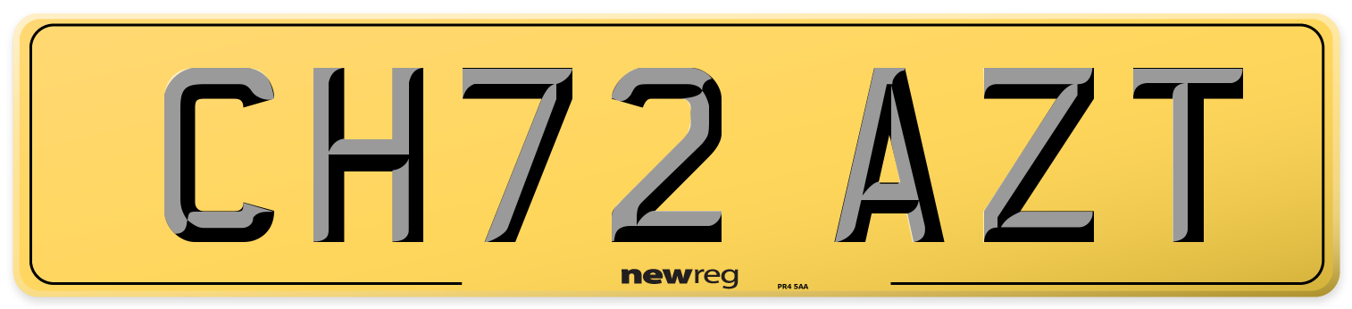 CH72 AZT Rear Number Plate