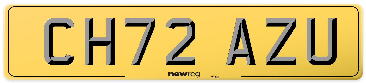 CH72 AZU Rear Number Plate