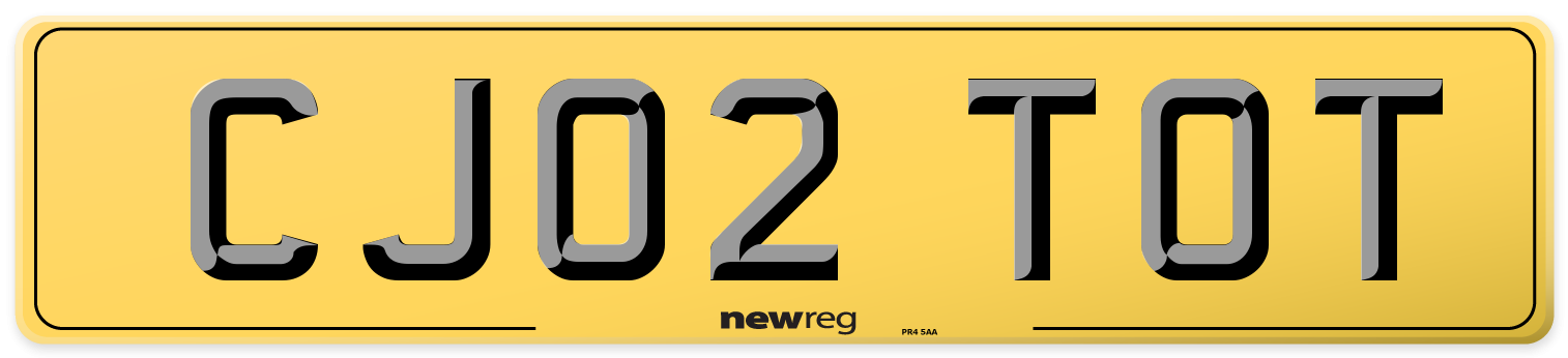 CJ02 TOT Rear Number Plate