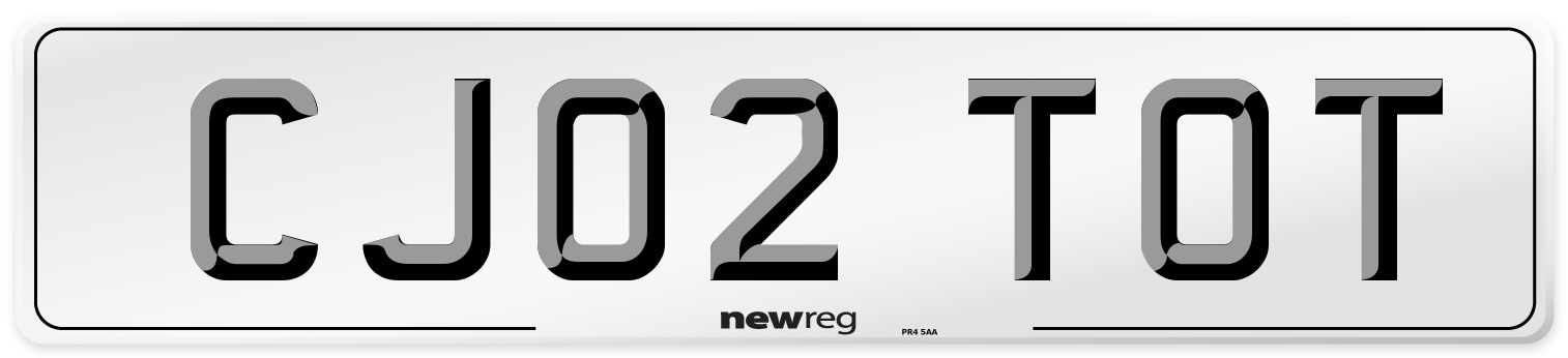 CJ02 TOT Front Number Plate