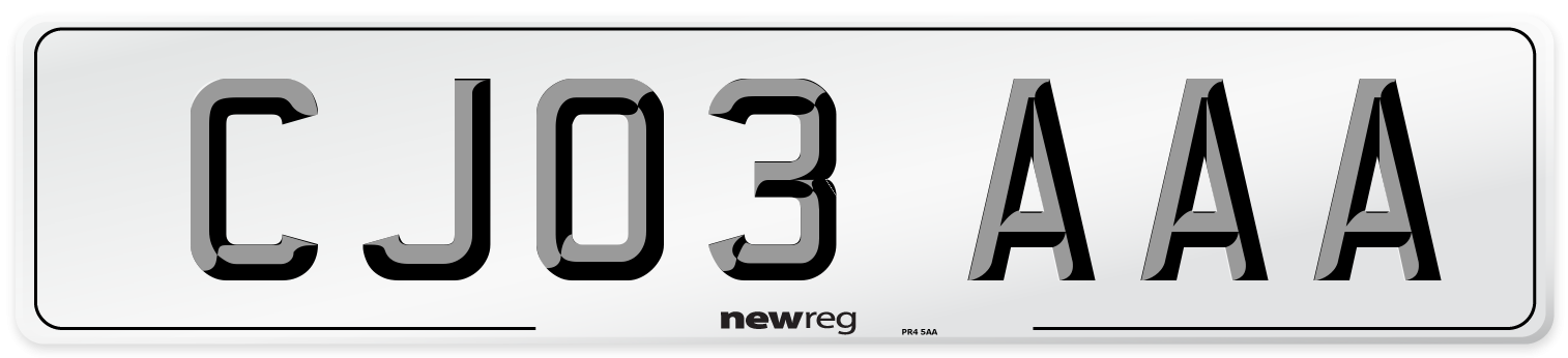 CJ03 AAA Front Number Plate