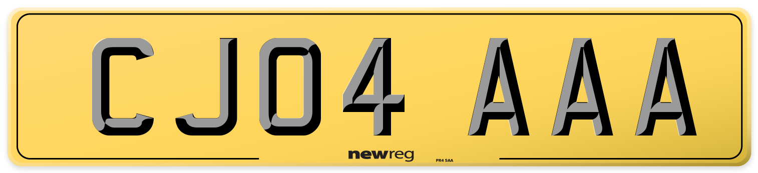 CJ04 AAA Rear Number Plate