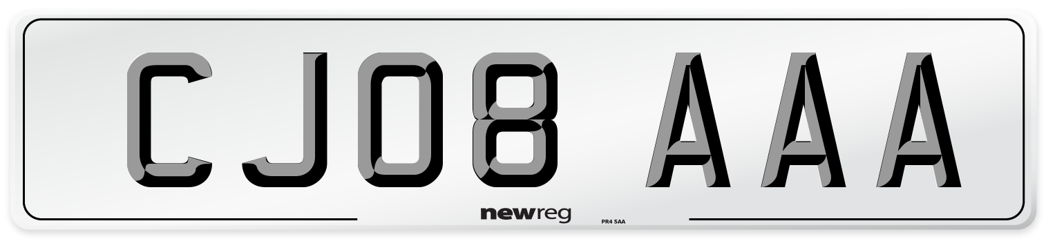 CJ08 AAA Front Number Plate