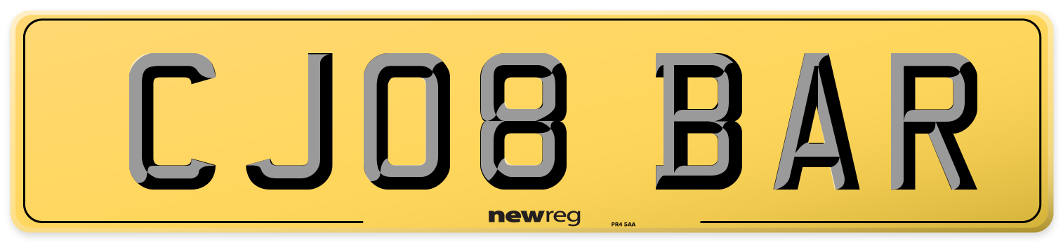 CJ08 BAR Rear Number Plate